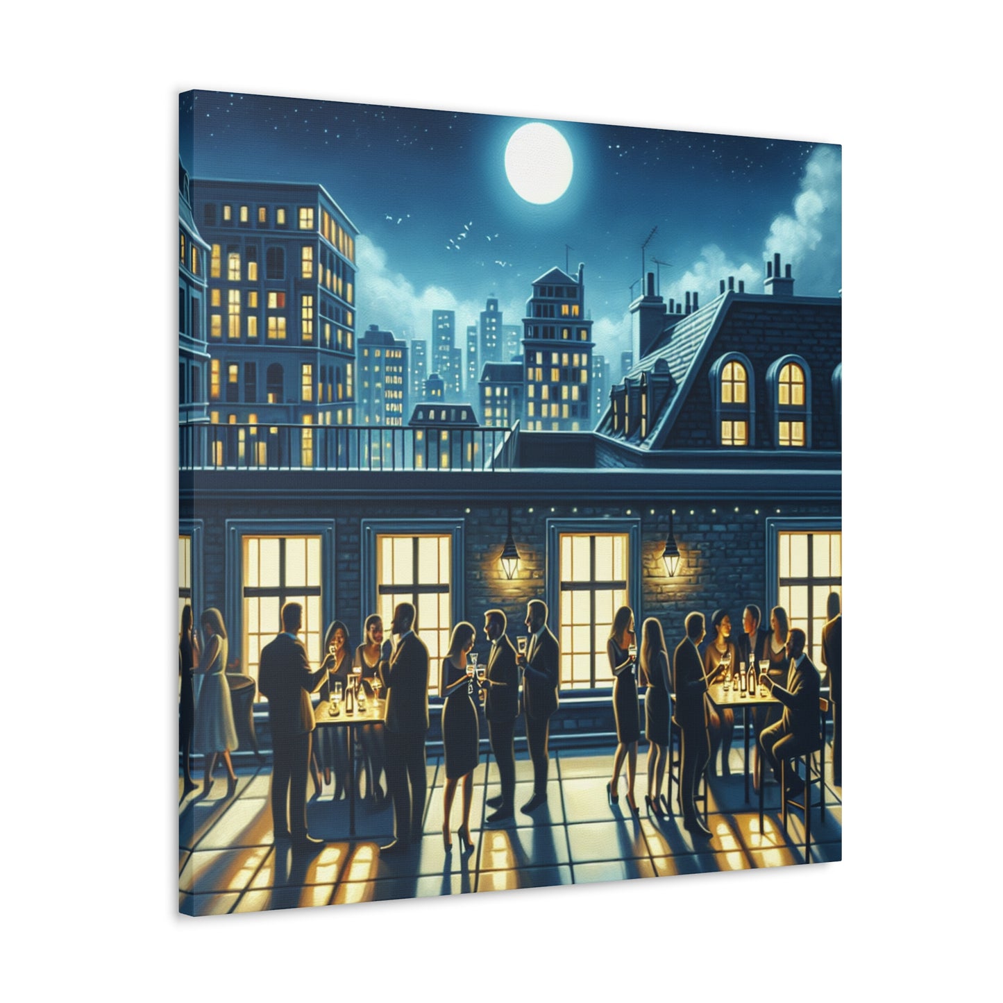 "Majestic Nocturnal Urban Bliss" - Canvas