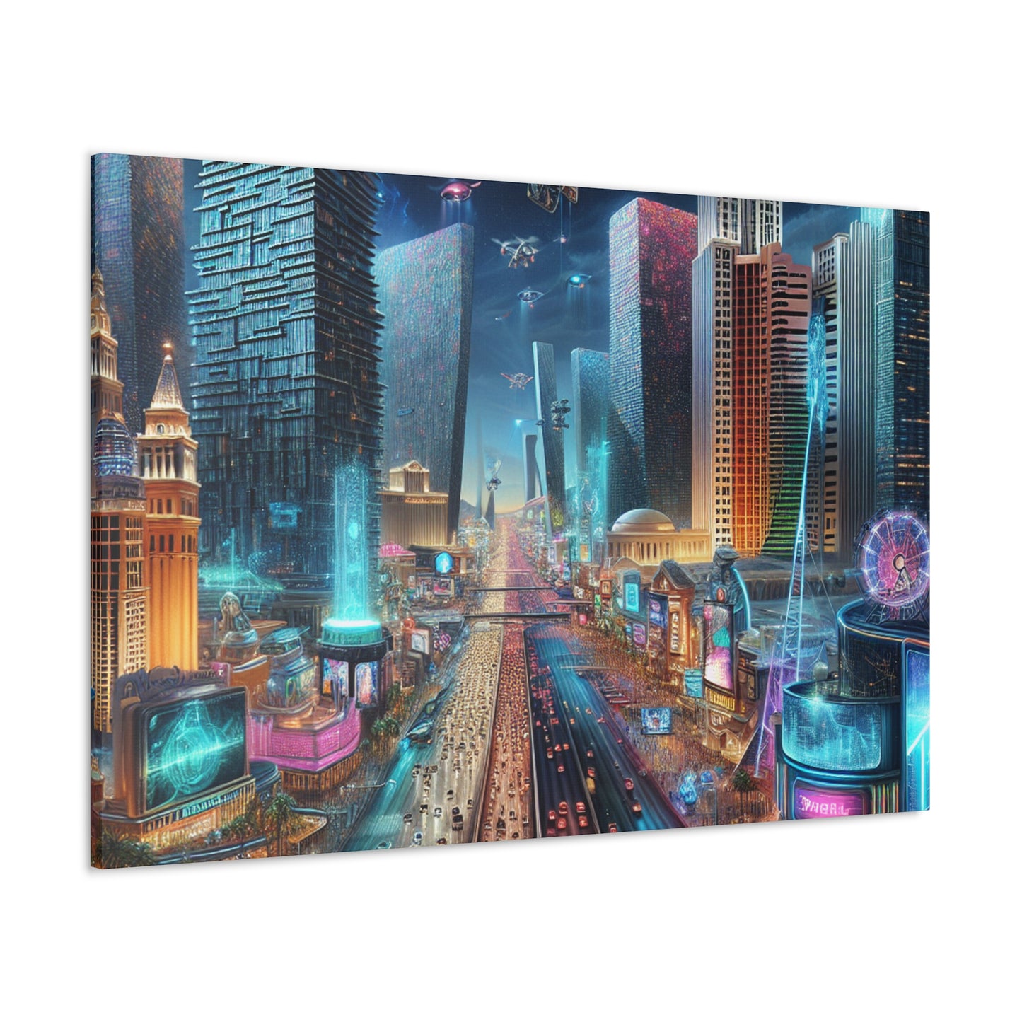 Neon Mirage Nightscape - Canvas