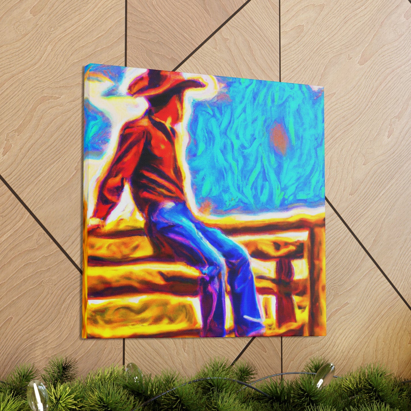 Cowboy on Fencepost - Canvas