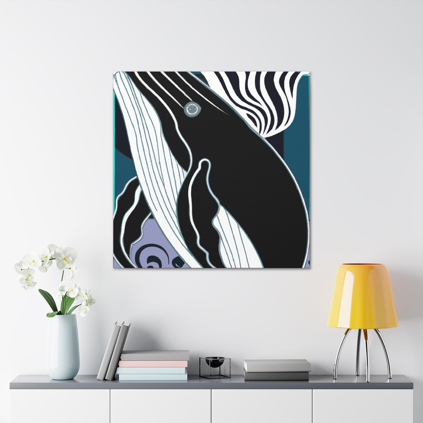 "Humpback Whale Deco Bliss" - Canvas