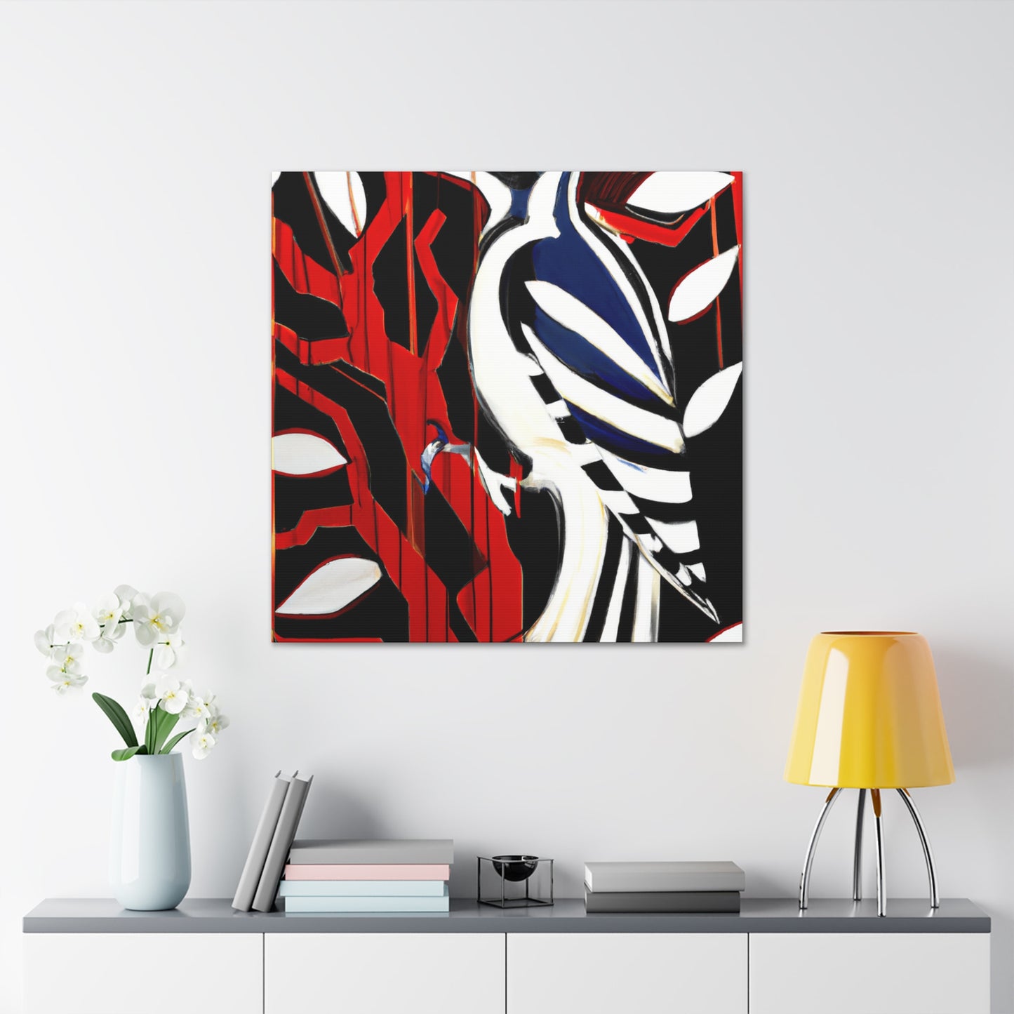 "Downy Woodpecker Deco" - Canvas