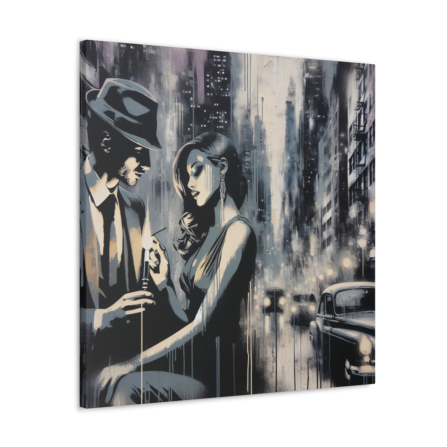 Night on the Cobblestones - Canvas