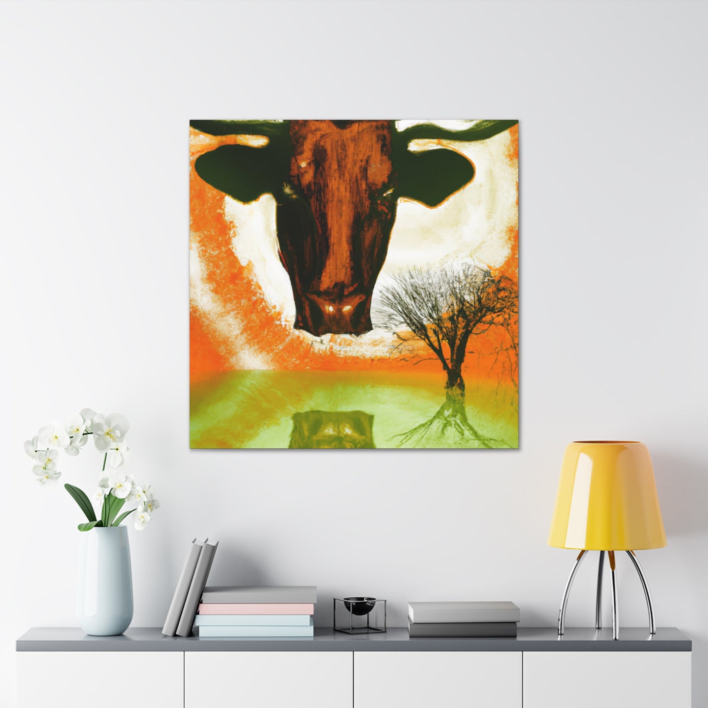 Lonely Texas Longhorn - Canvas