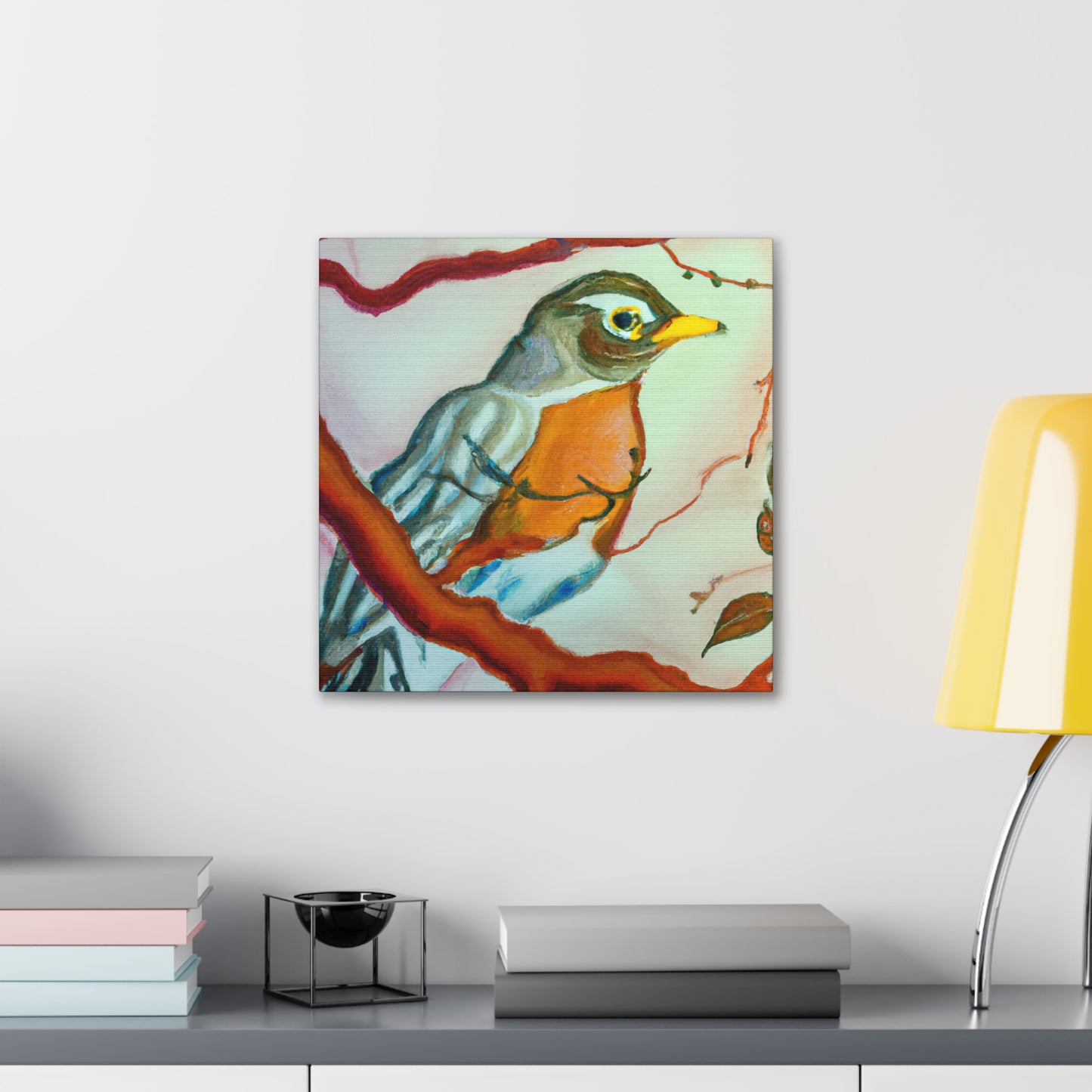 American Robin in Bloom - Canvas