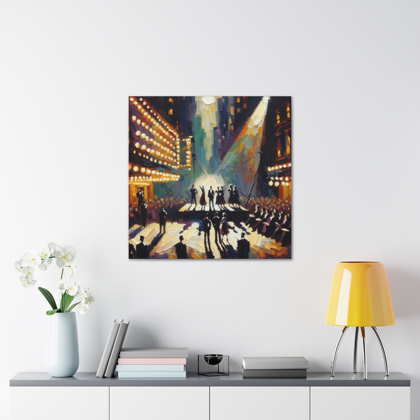 "Electric Echoes of Broadway" - Canvas