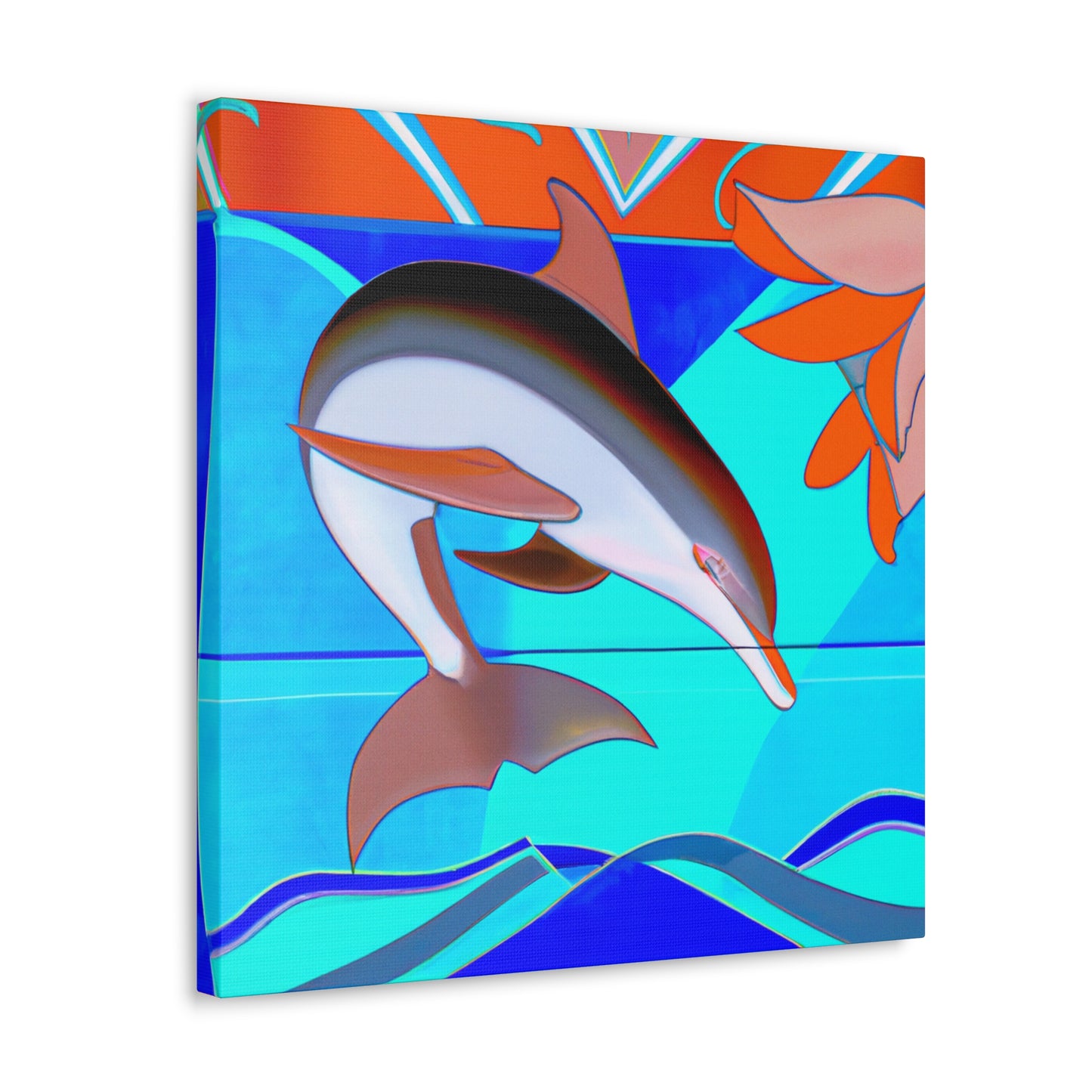 "Dancing Dolphin Deco" - Canvas