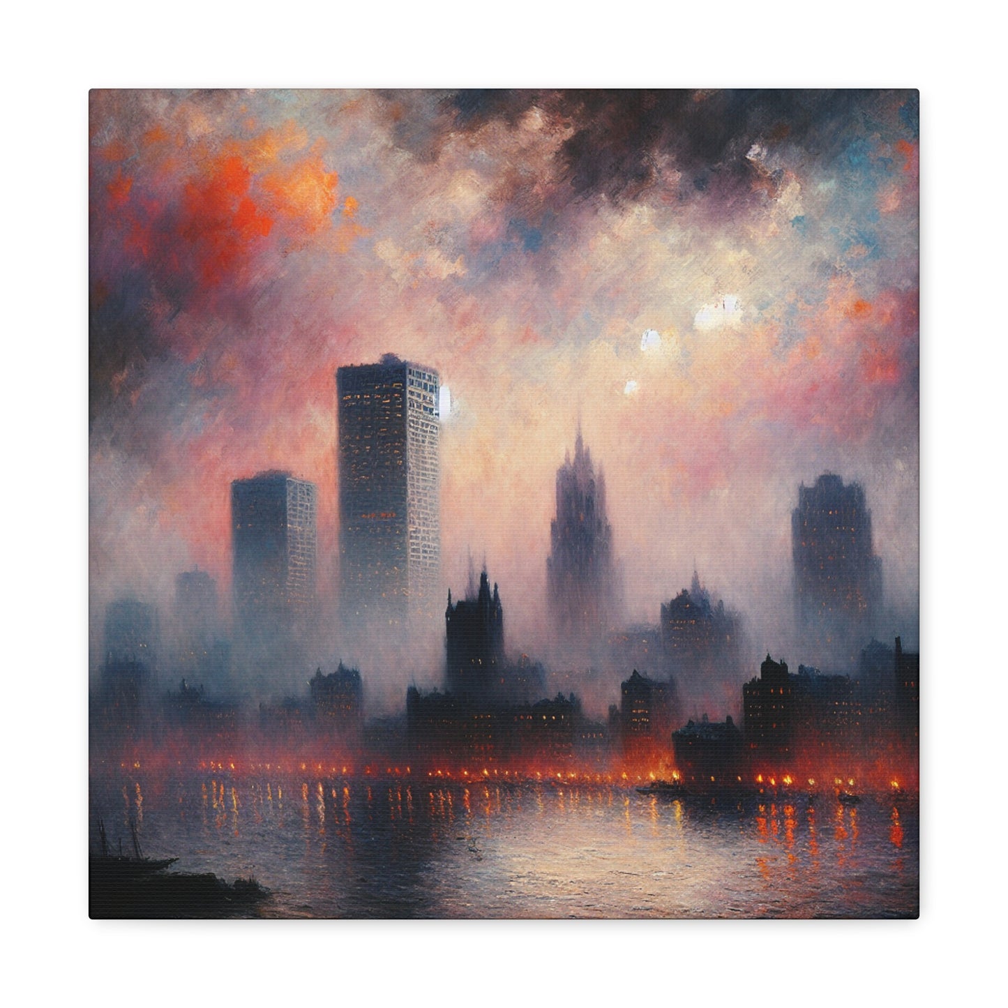 "Whispering Rivers, Vibrant City" - Canvas