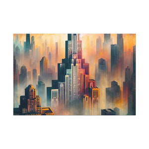 Cityscape Symphony: Gilded Chicago - Canvas