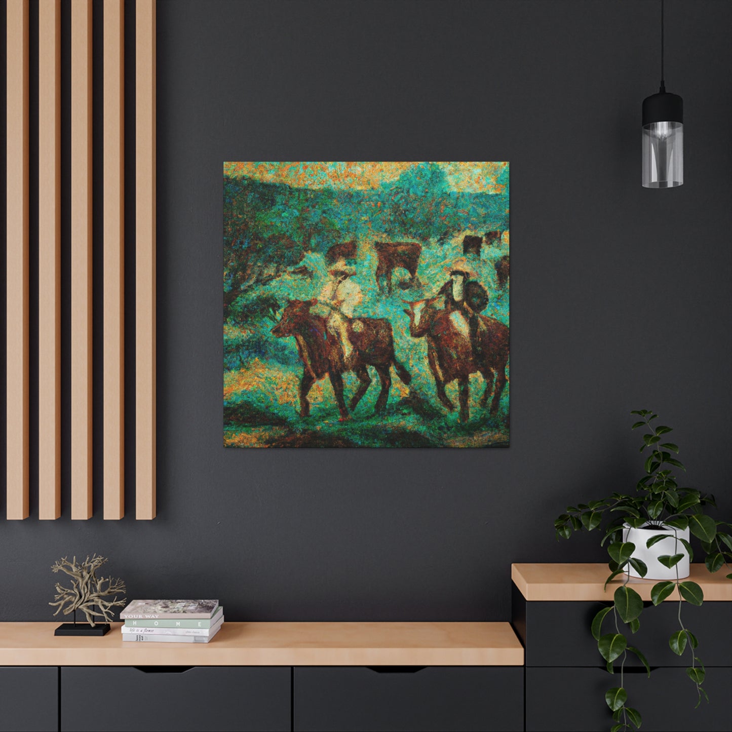 "Herd of Cattle Drive" - Canvas