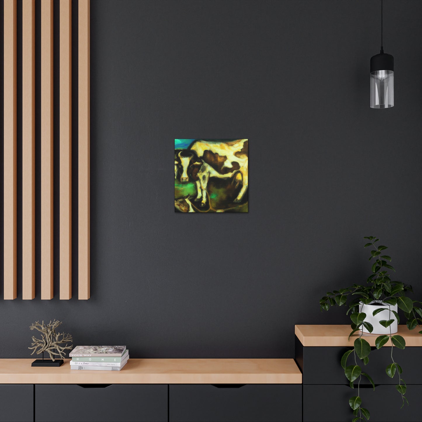 Cow in Cosmic Sky - Canvas