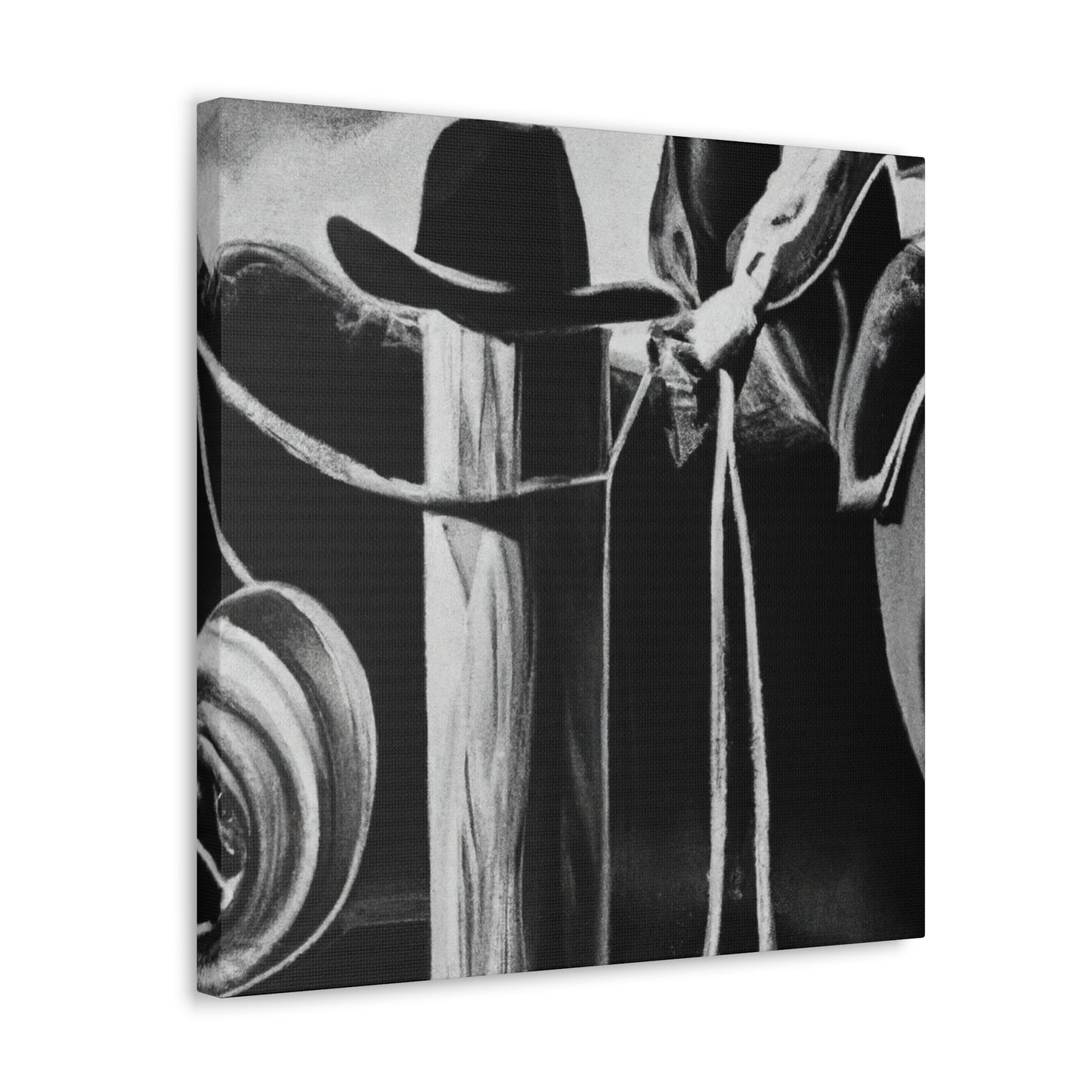 "Hitching Post Idyllic Scene" - Canvas