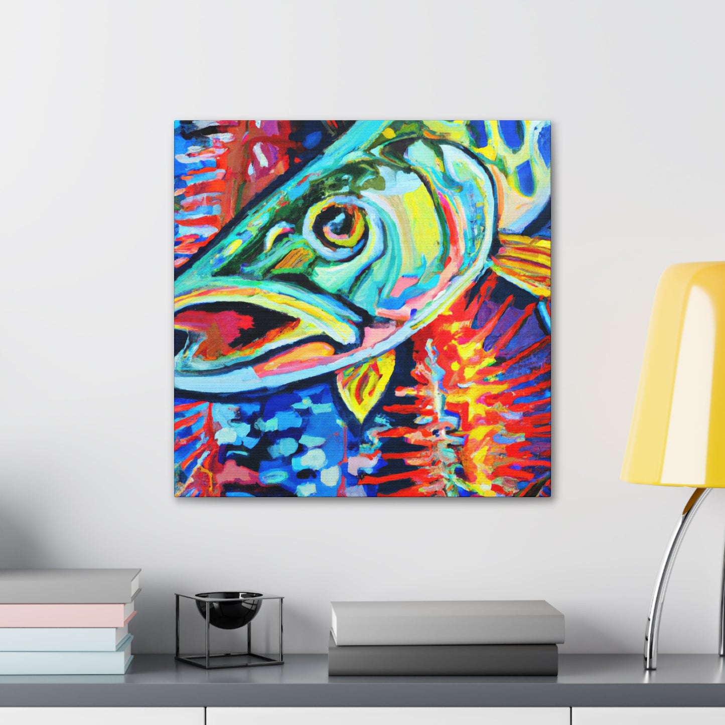 "Pike in Moonlight Aquarium" - Canvas