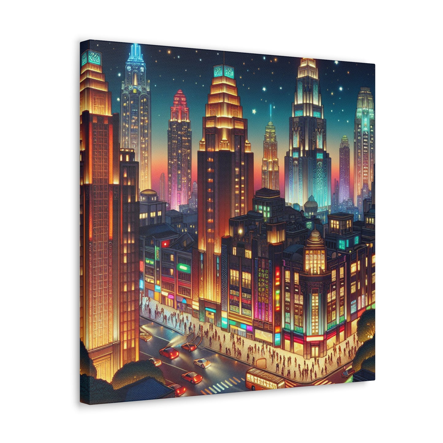 Midnight Metropolis Glow - Canvas