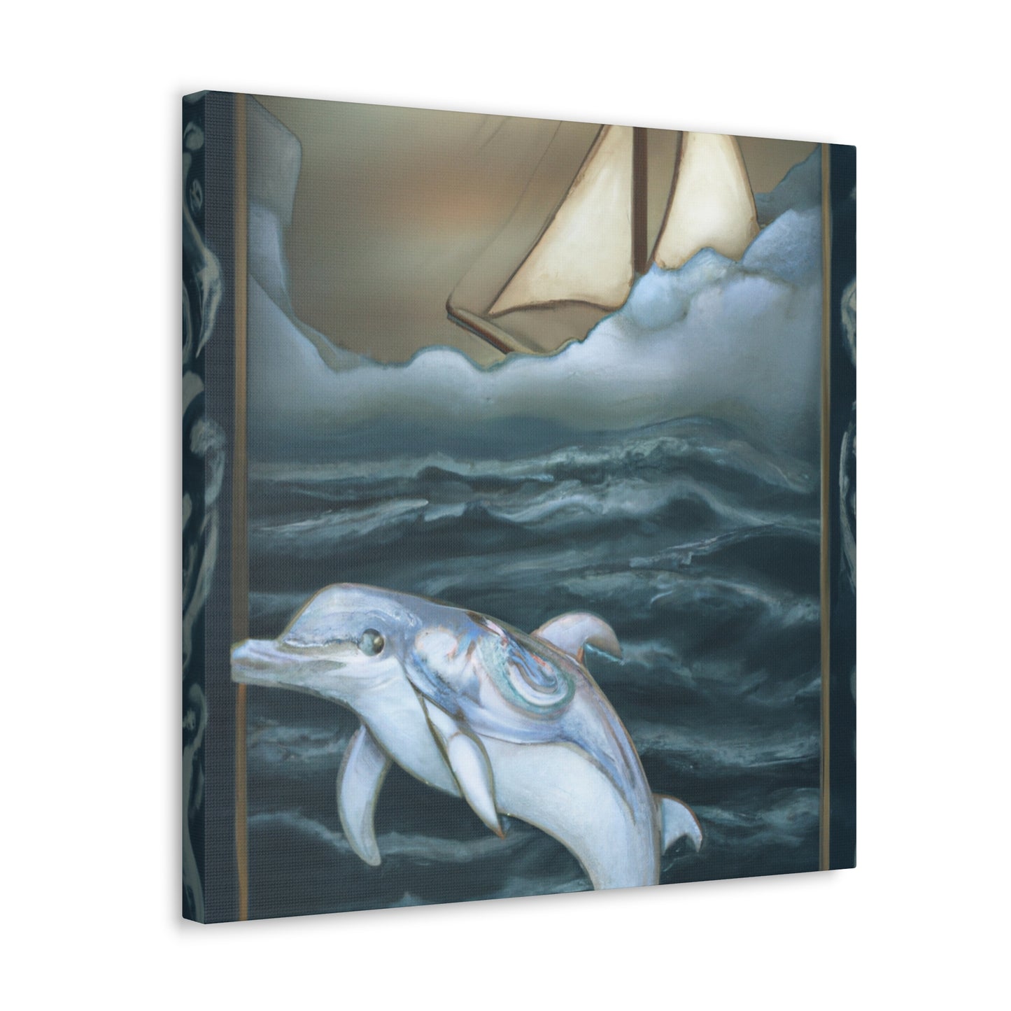 Dolphins at Playful Sunset - Canvas