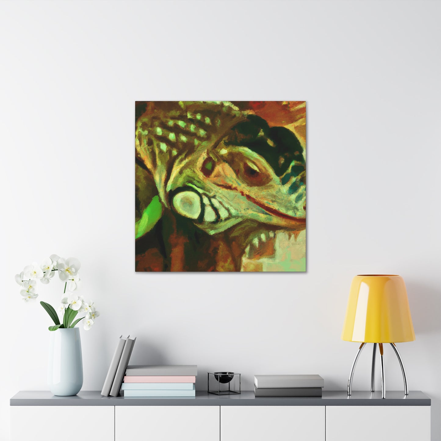 "Green Iguana Solitude" - Canvas