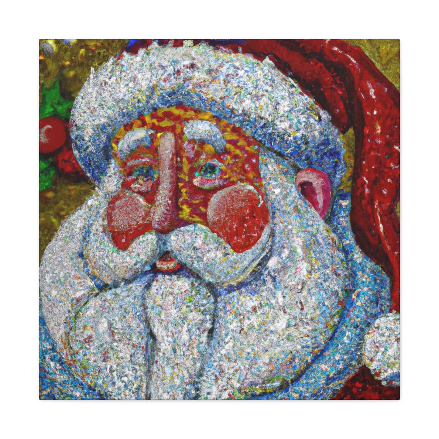 Santa's Pointillism Joy - Canvas