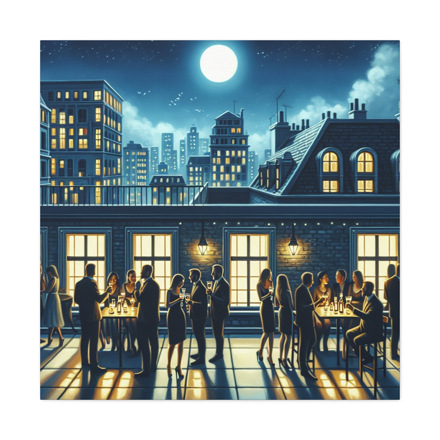 "Majestic Nocturnal Urban Bliss" - Canvas