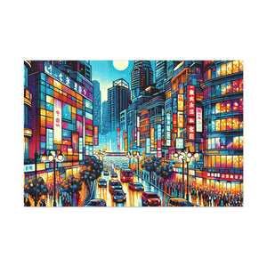 "Midnight Metropolis Mirage" - Canvas