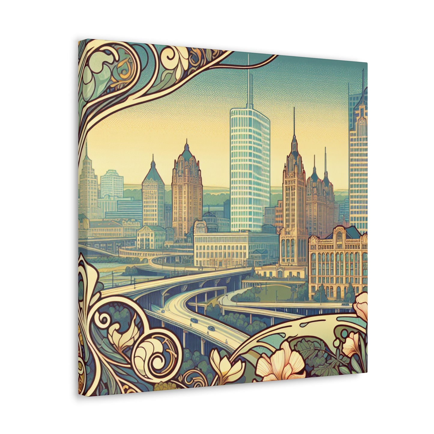 "Cityscape Symphony: Milwaukee" - Canvas