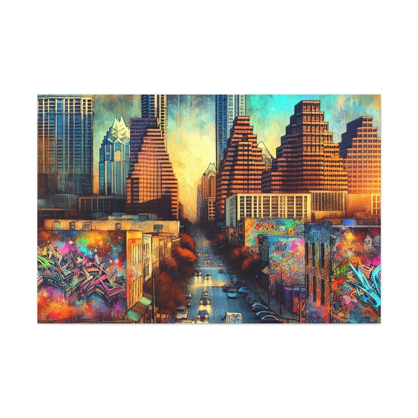 "Vibrant Vintage Austin Vibe" - Canvas