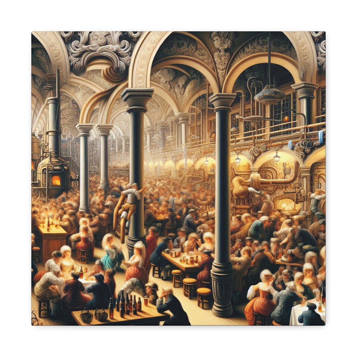 "Bustling Tavern Revelry" - Canvas