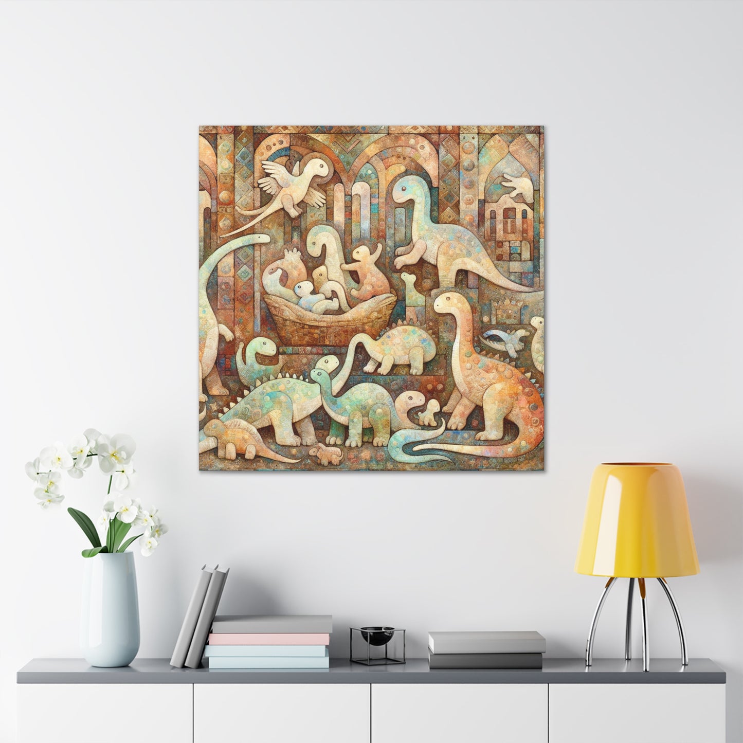 Whimsical Prehistoric Serenity - Canvas