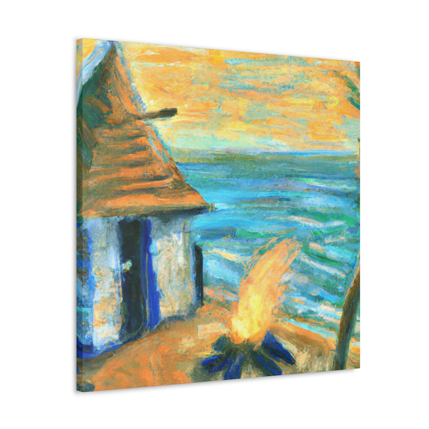 "Beach Hut Impressionism" - Canvas