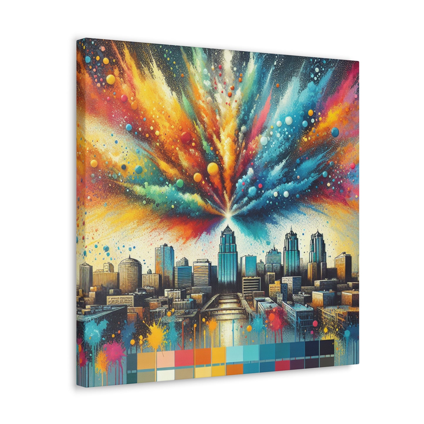 "Cityscape Echoes Embrace" - Canvas