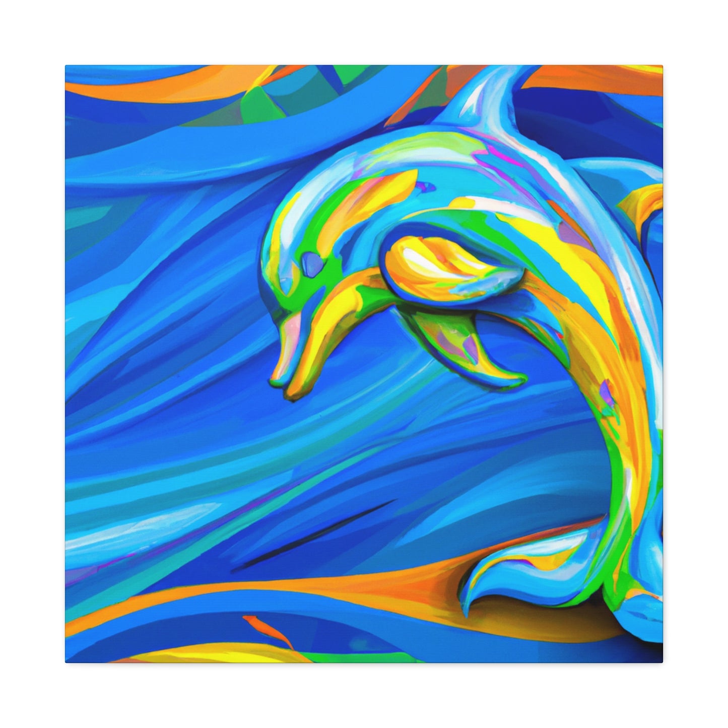 "Dolphin in Fauvist Hues" - Canvas