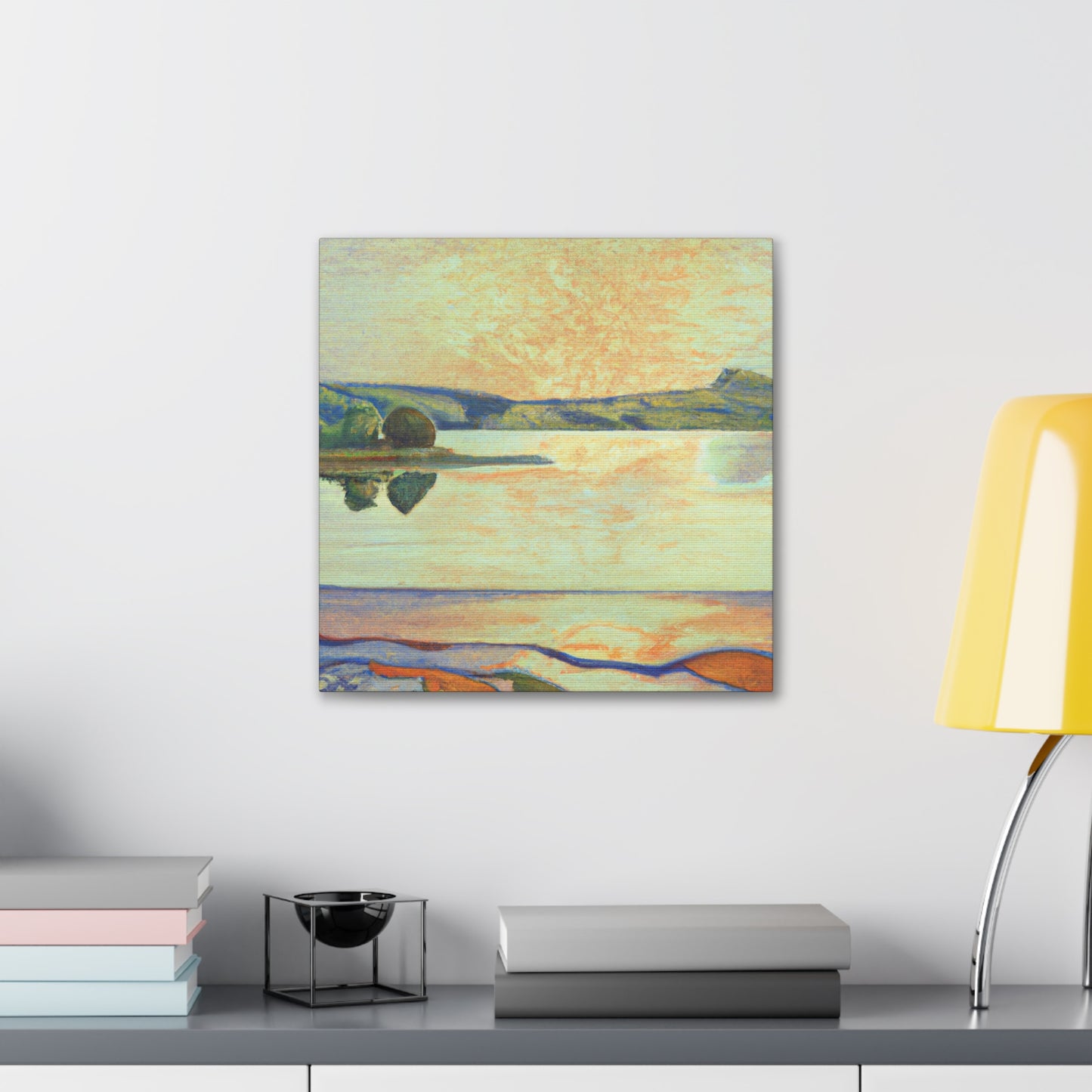 "Lake Reflection Sunset" - Canvas