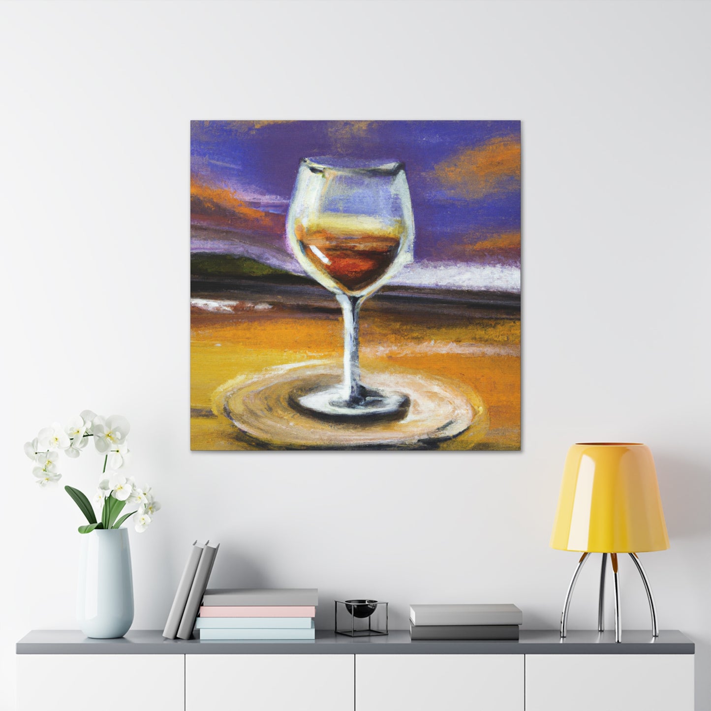 "Wine Glass by Moonlight" - Canvas