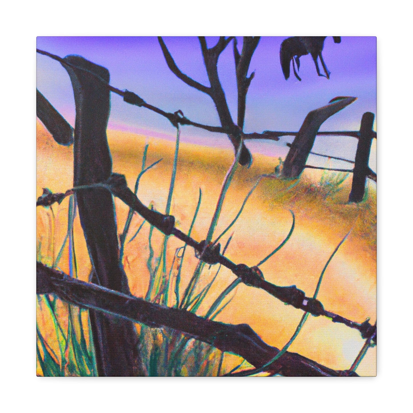 "Barbed Wire Fence Scene" - Canvas