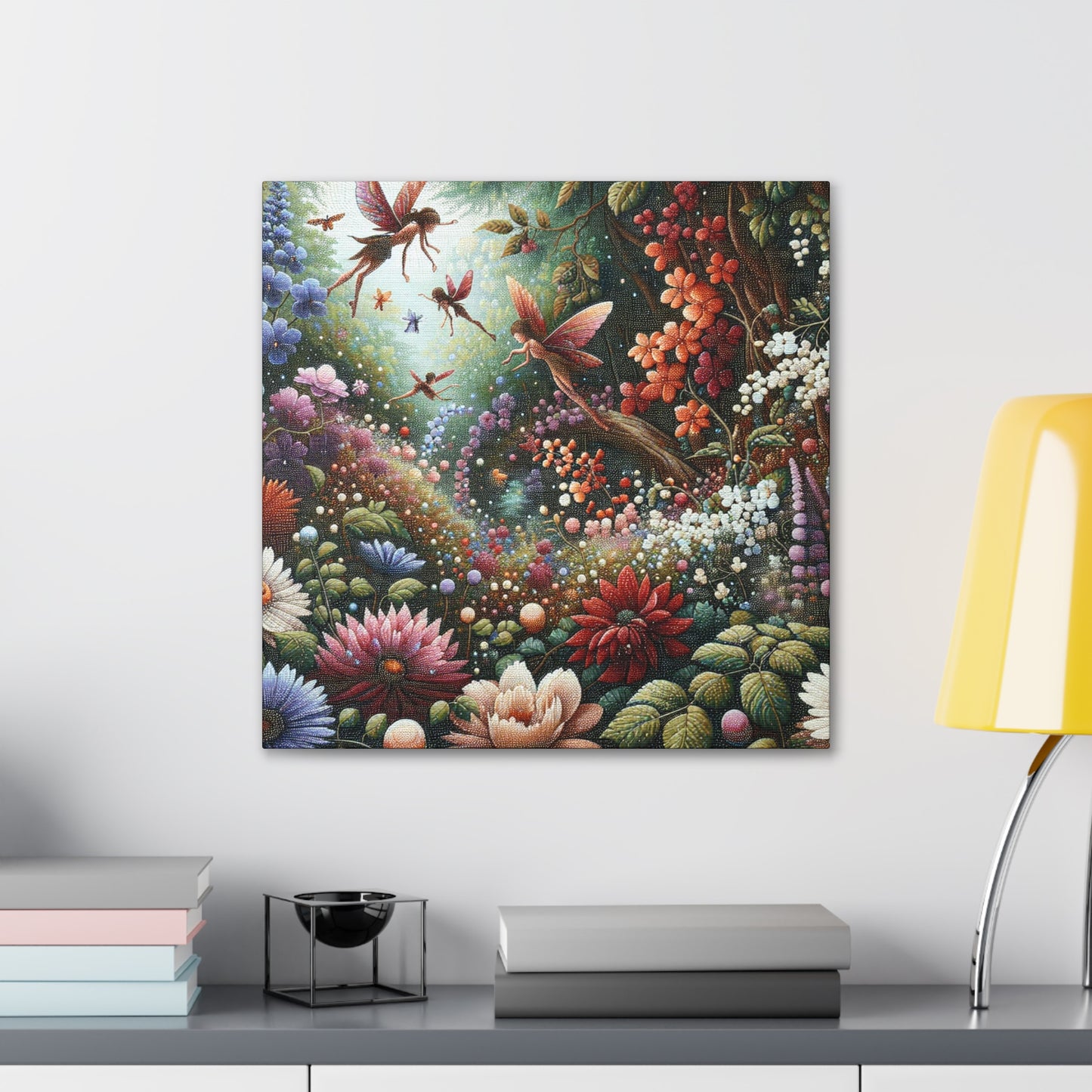 Whimsical Blooms and Sprites - Canvas