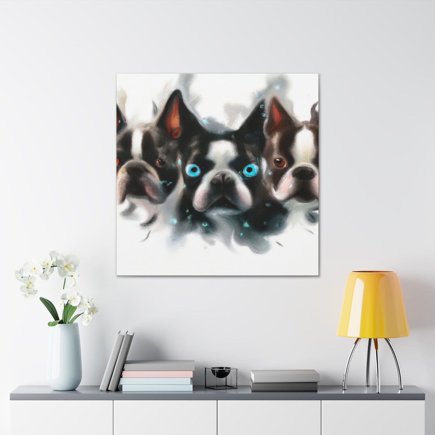 "Friendly Boston Terriers" - Canvas