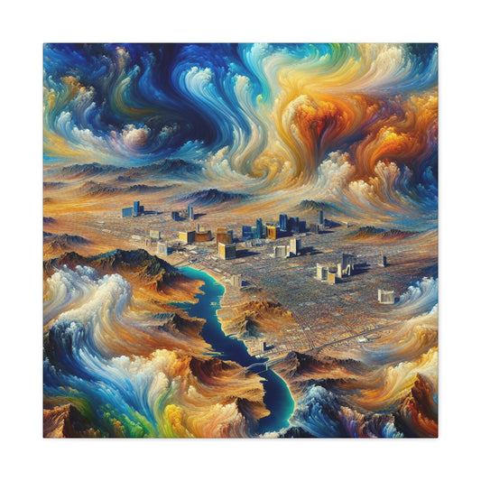 "Desert Mirage's Glowing Oasis" - Canvas