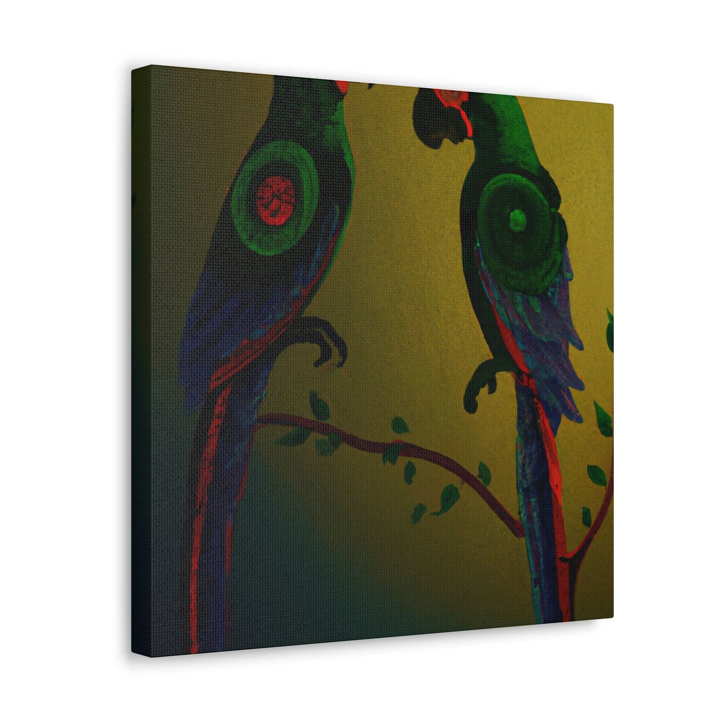 "Parrots on a Palm". - Canvas