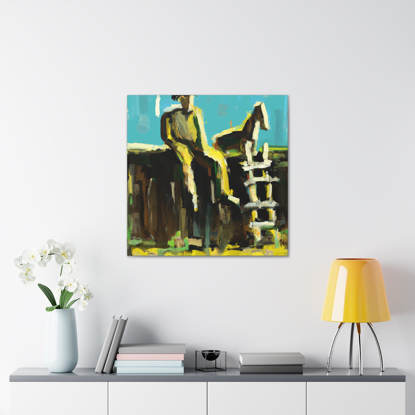 Cowboy on a Fence - Canvas