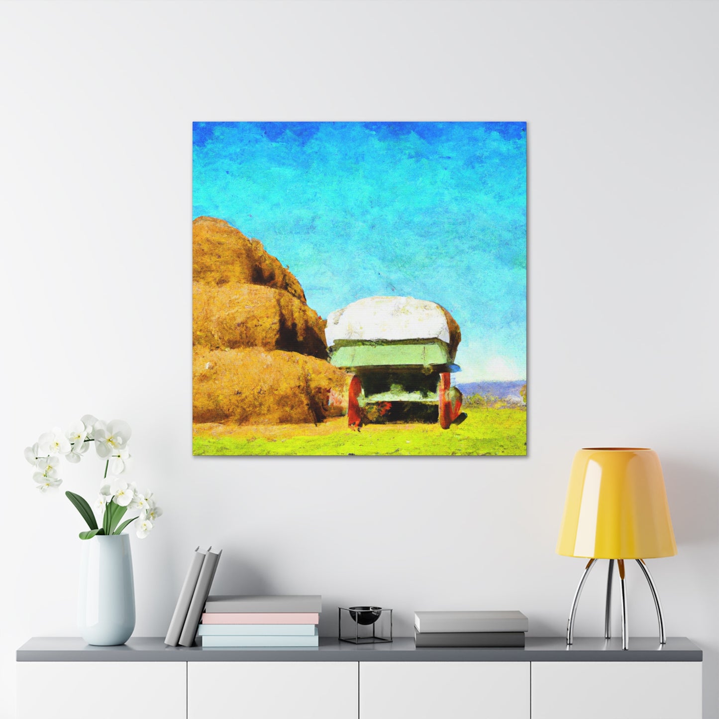 "Hay Wagon Reflections" - Canvas