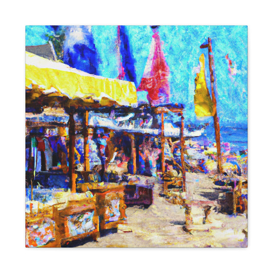 "Beach Shops Impressionism" - Canvas