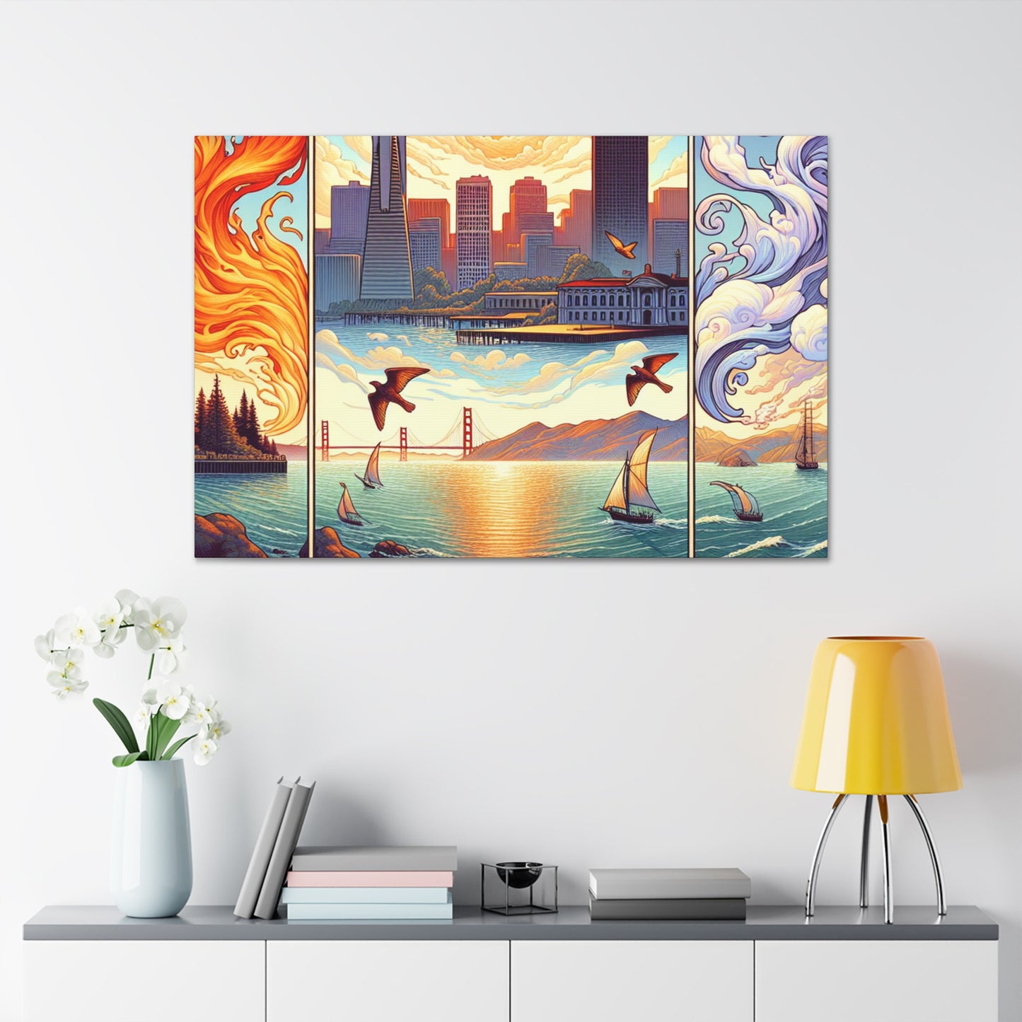 "Golden City Whispers" - Canvas