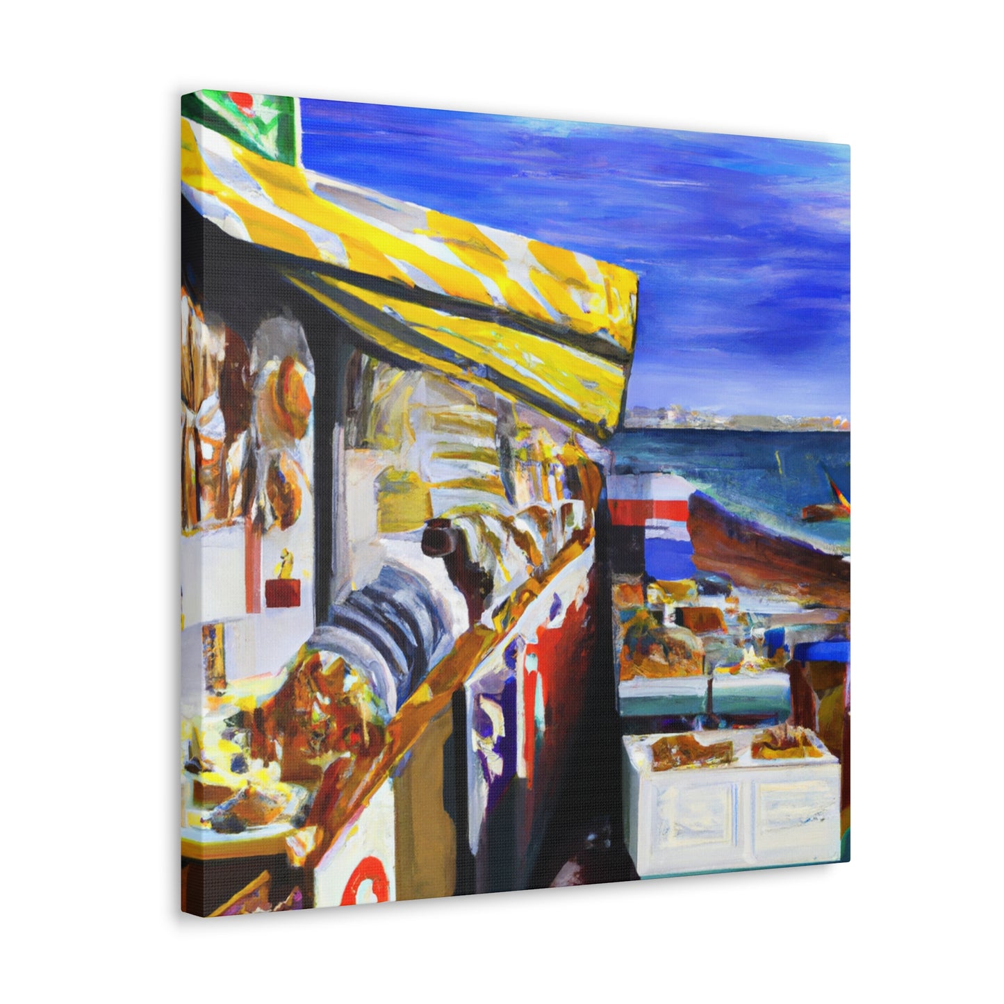 "Beach Shops Realism" - Canvas