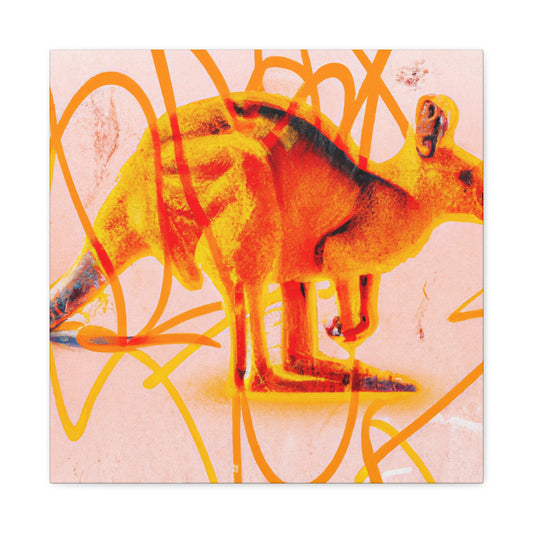 "Kangaroo On Brick Wall" - Canvas