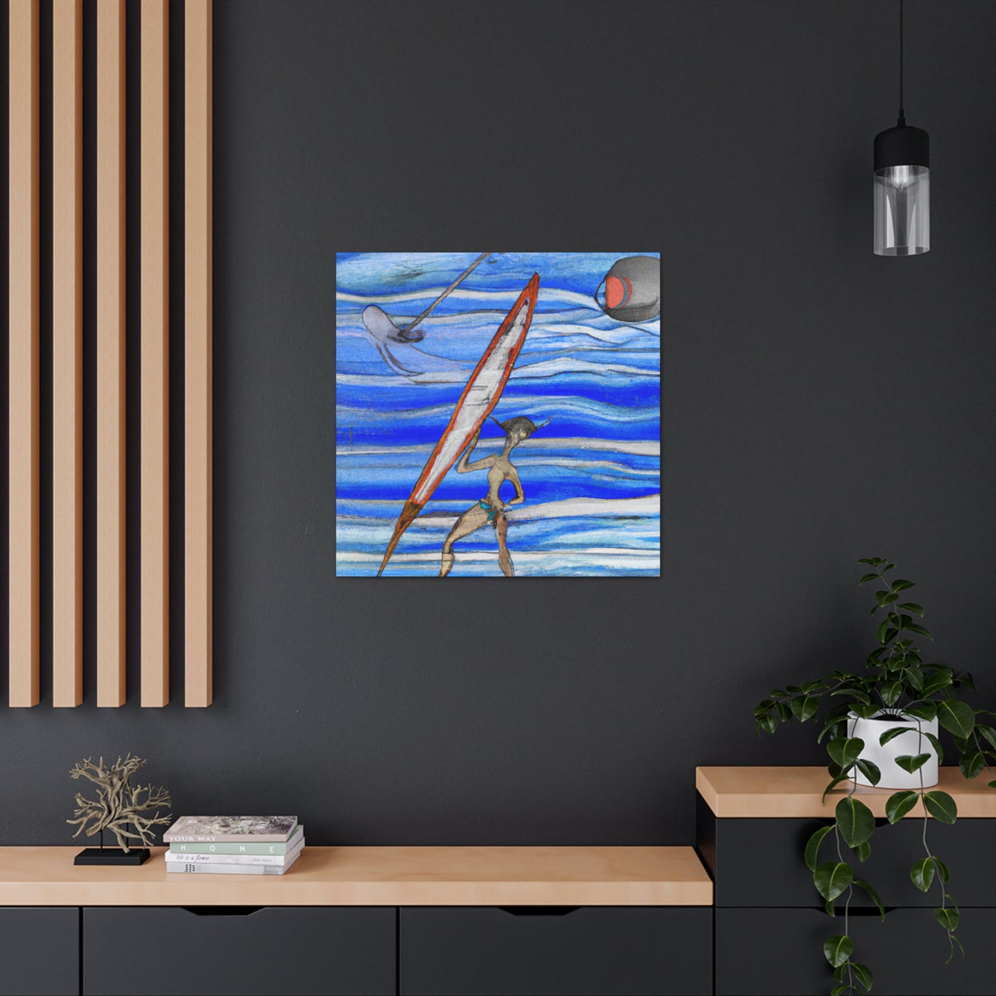 Surfers Ride the Wave - Canvas