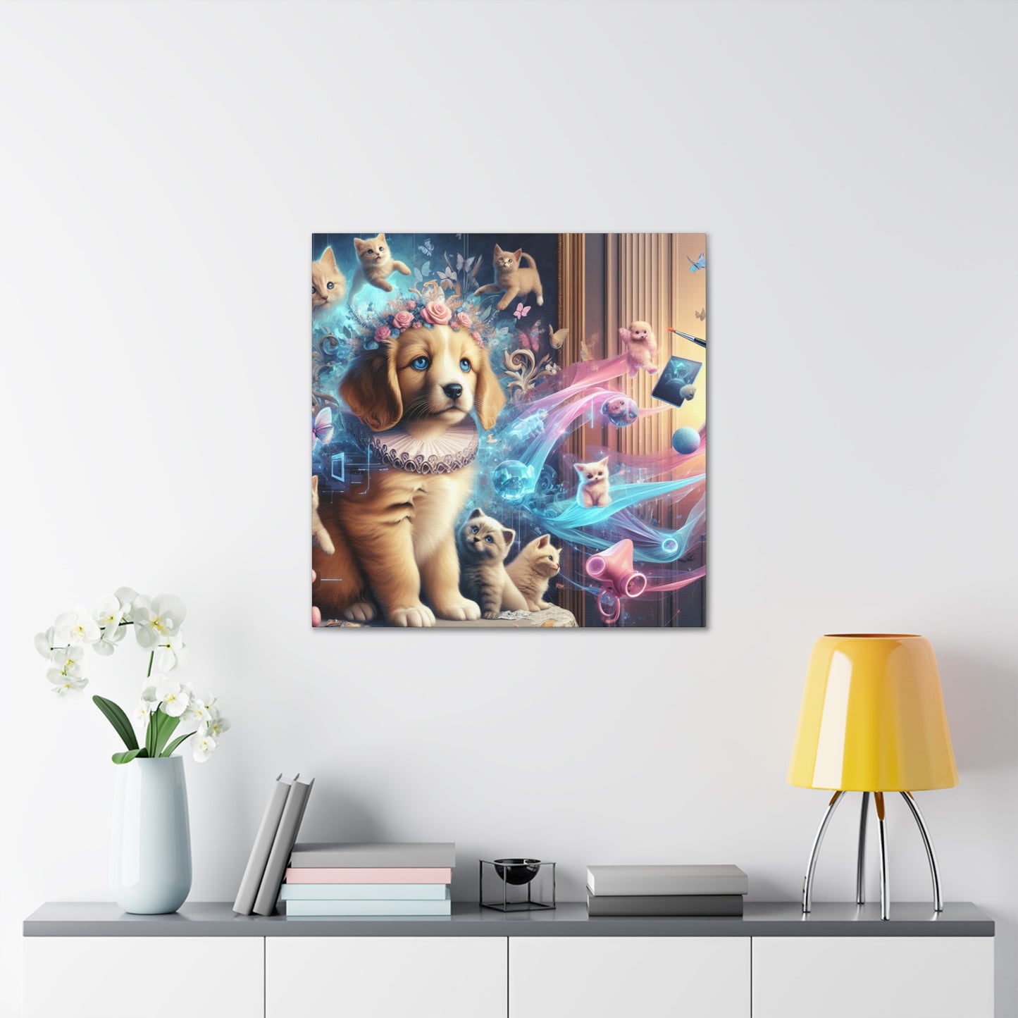 "Purring Playful Companions" - Canvas