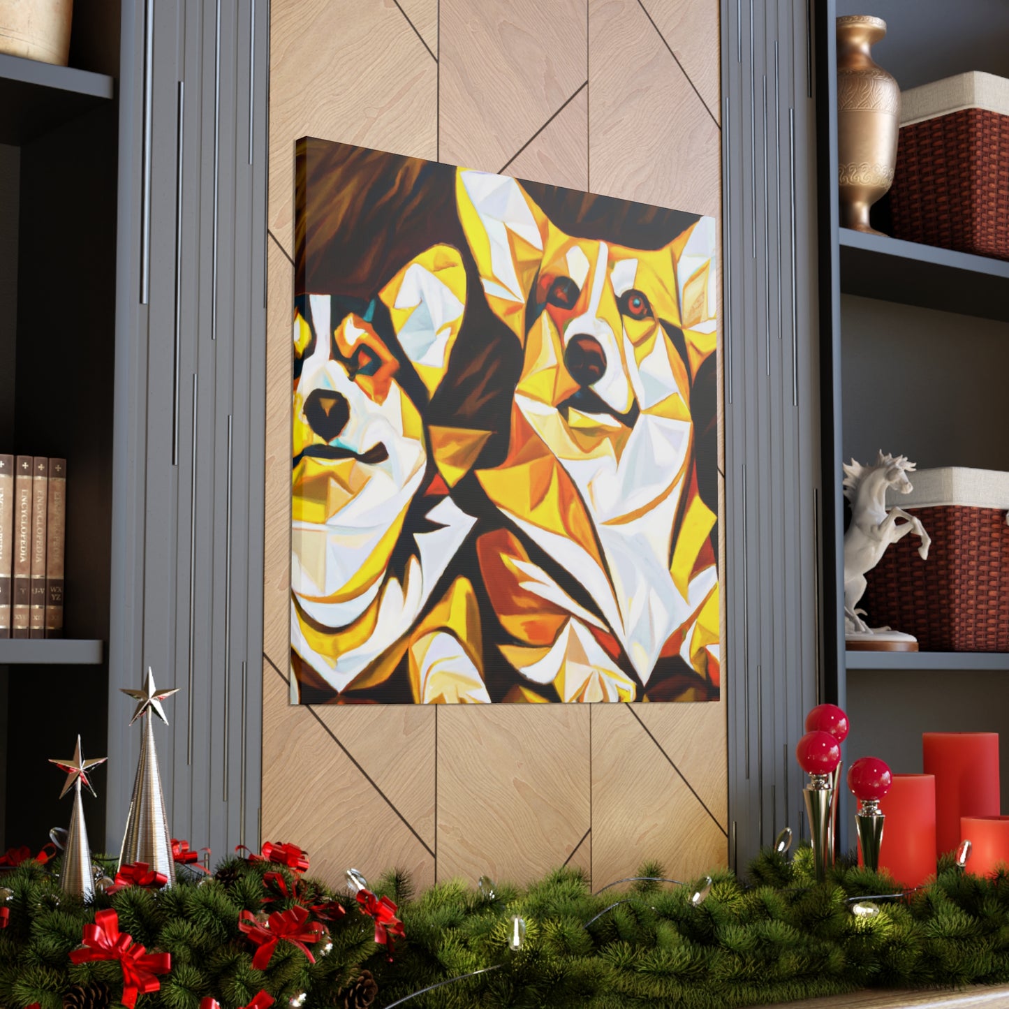 "Corgis in Art Deco" - Canvas