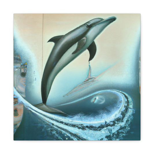 Dolphins in Moonlight Scene - Canvas