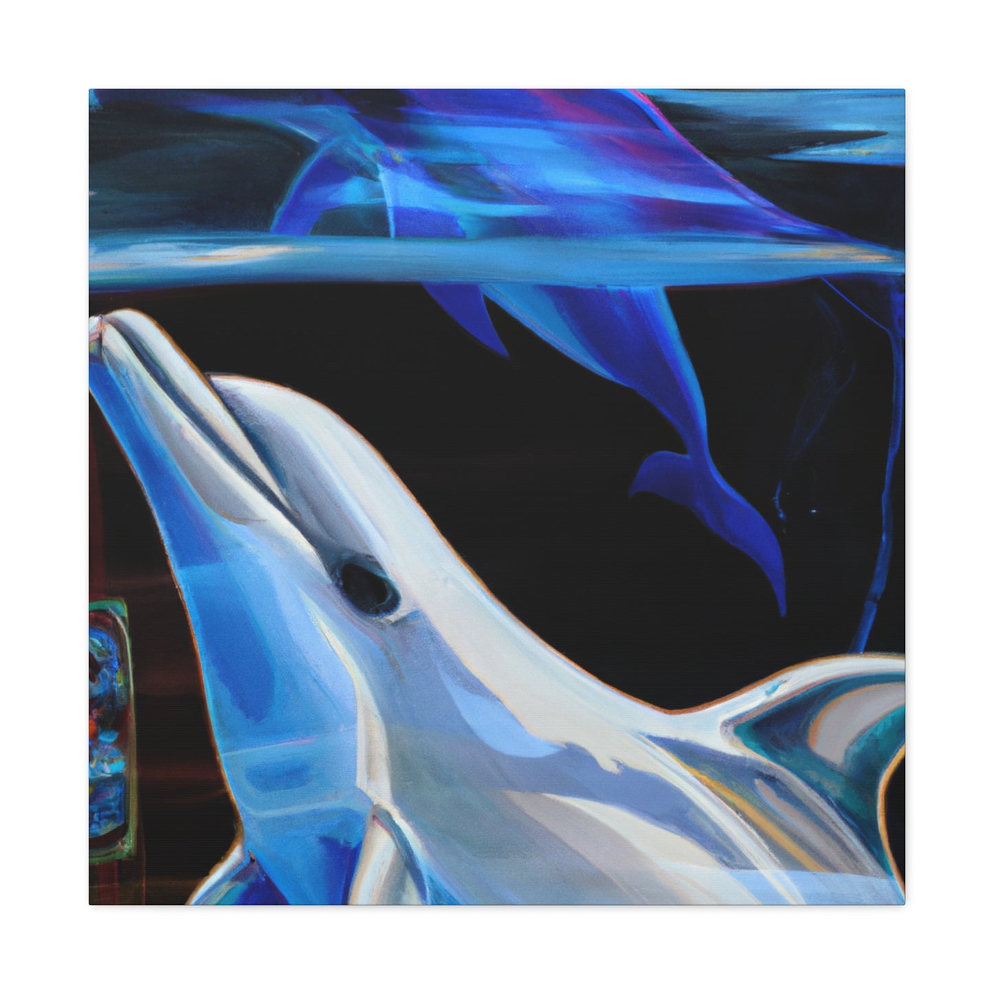 "Dolphin's Midnight Swim" - Canvas