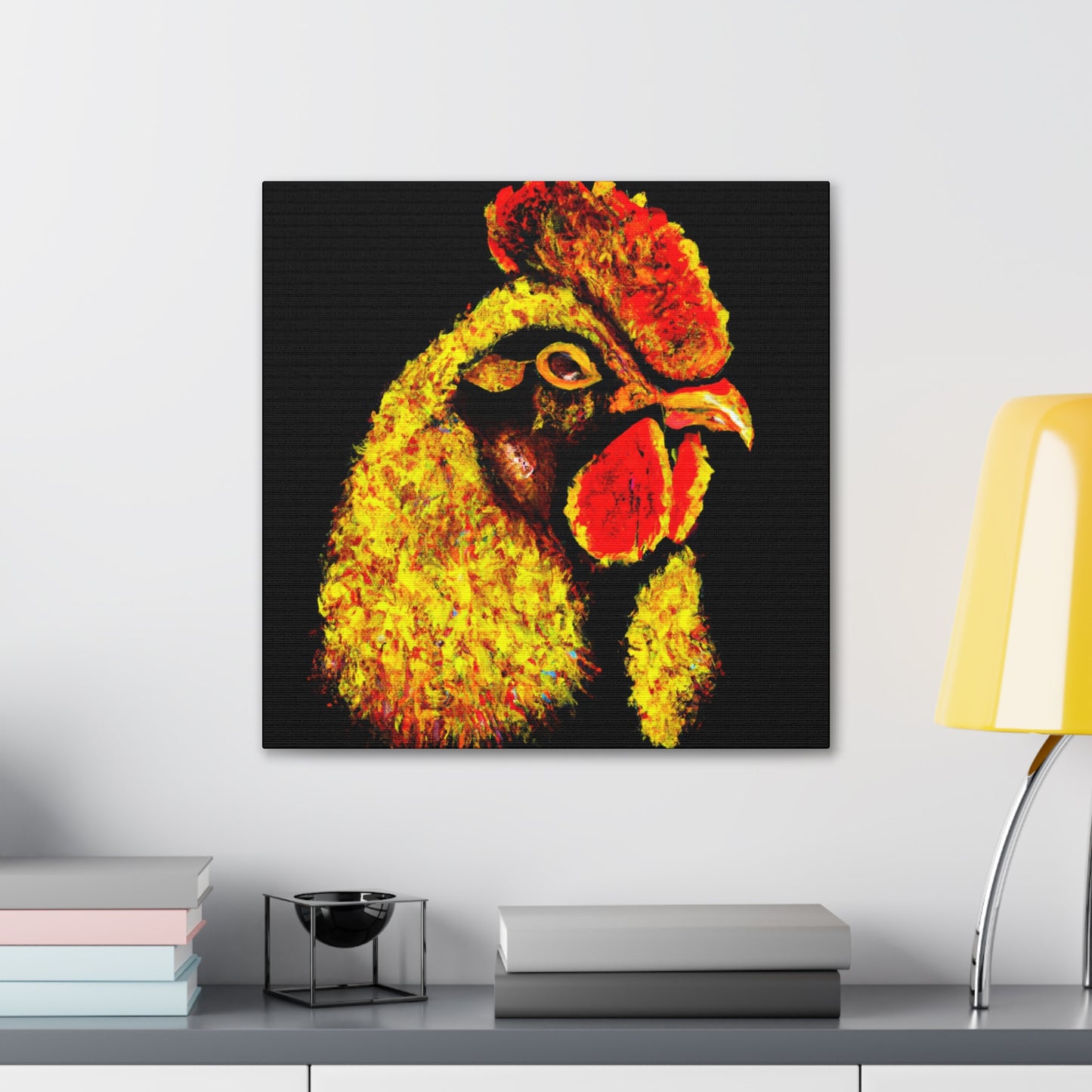 "Chicken and Abstracted Lines" - Canvas