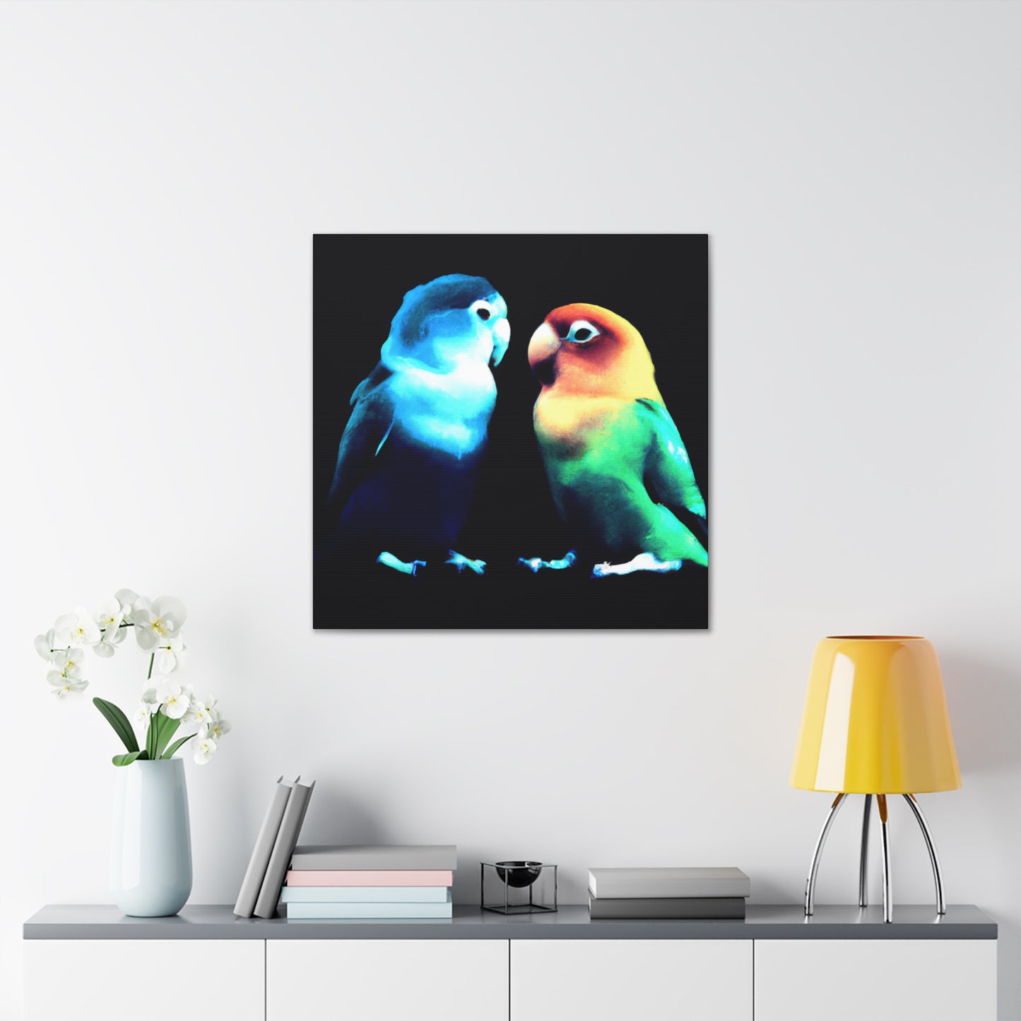 Lovebirds in Flight - Canvas