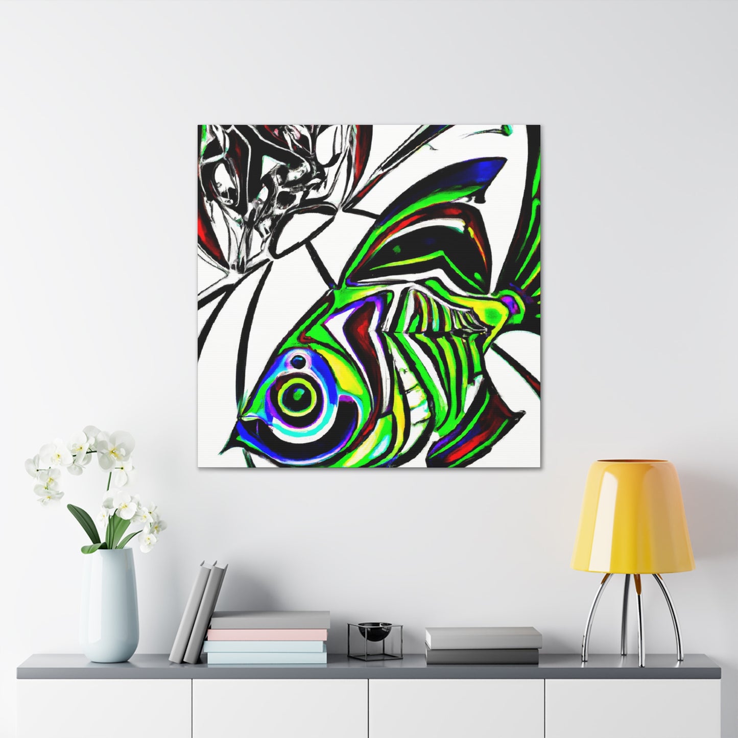 "Rainbow Fish in Deco" - Canvas